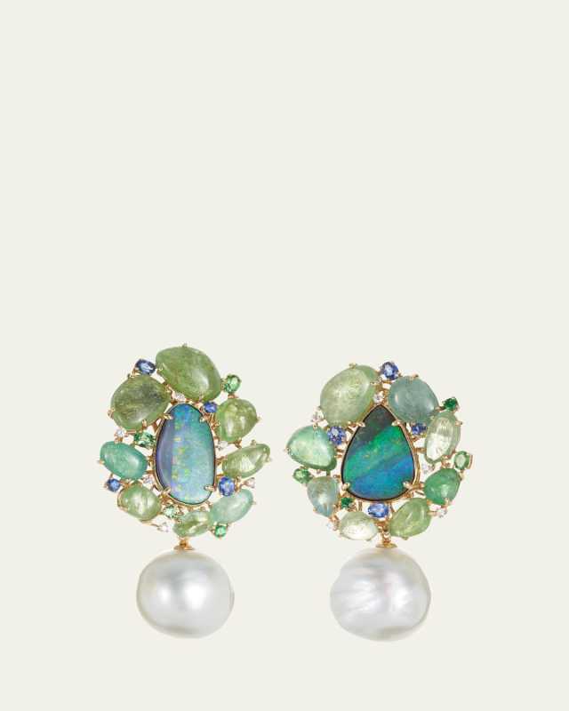 Opal, Multi-Stone, and Pearl Drop Earrings